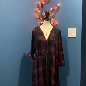 Torrid Purple and Black Soft Plaid Midi Dress